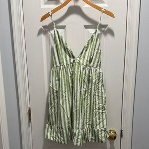 Abercrombie & Fitch Green and White Striped Mini Dress